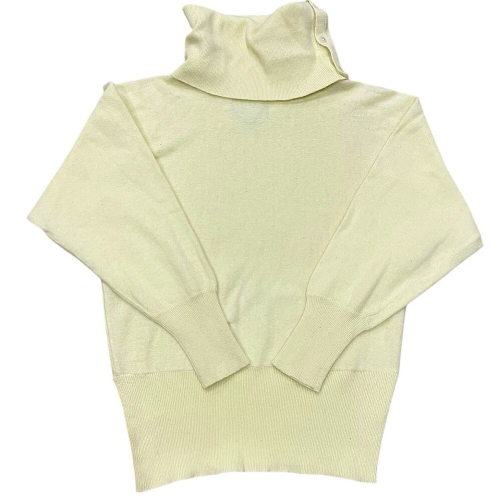 CHAUS VINTAGE LAMBSWOOL WOOL ANGORA TURTLENECK SWEATER SMALL YELLOW DOLMAN SLV